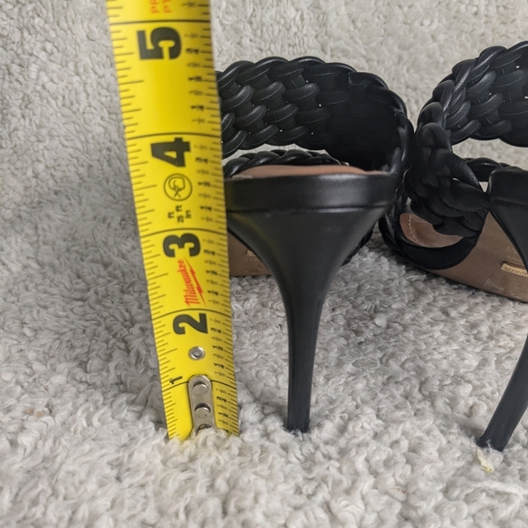 L'INTERVALLE Heel Black Leather Sandals Size  8 Made In Brazil - Picture 5 of 8